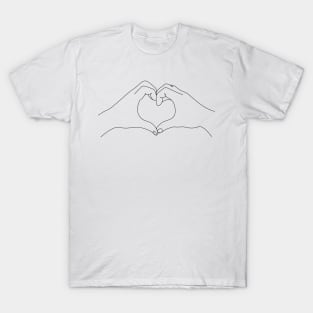 Heart line art by hands T-Shirt